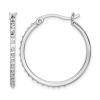 Diamond Fascination Diamond Mystique Sterling Silver Platinum-plated Diamond Round Hoop Earrings view 1
