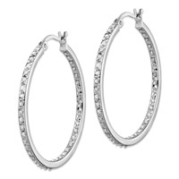 Diamond Fascination Diamond Mystique Sterling Silver Platinum-plated Diamond in and Out Round Hoop Earrings view 2
