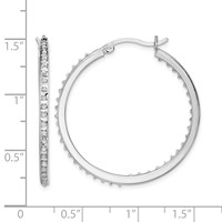 Diamond Fascination Diamond Mystique Sterling Silver Platinum-plated Diamond in and Out Round Hoop Earrings view 4