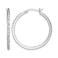 Diamond Fascination Diamond Mystique Sterling Silver Platinum-plated Diamond in and Out Round Hoop Earrings view 1
