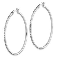 Diamond Fascination Diamond Mystique Sterling Silver Platinum-plated Diamond Round Hoop Earrings view 2