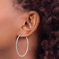 Diamond Fascination Diamond Mystique Sterling Silver Platinum-plated Diamond Round Hoop Earrings view 3