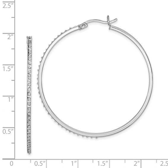 Diamond Fascination Diamond Mystique Sterling Silver Platinum-plated Diamond Round Hoop Earrings