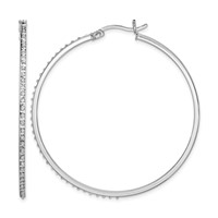 Diamond Fascination Diamond Mystique Sterling Silver Platinum-plated Diamond Round Hoop Earrings view 1