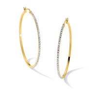 Diamond Fascination Diamond Mystique Sterling Silver 18K Gold-plated Diamond Round Hoop Earrings view 5