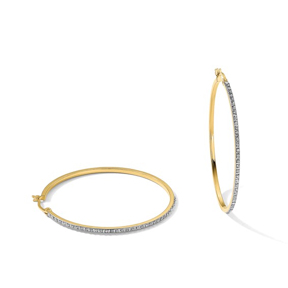 Diamond Fascination Diamond Mystique Sterling Silver 18K Gold-plated Diamond Round Hoop Earrings