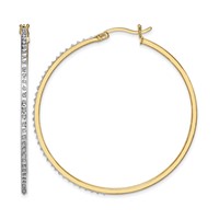 Diamond Fascination Diamond Mystique Sterling Silver 18K Gold-plated Diamond Round Hoop Earrings view 1