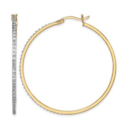 Diamond Fascination Diamond Mystique Sterling Silver 18K Gold-plated Diamond Round Hoop Earrings