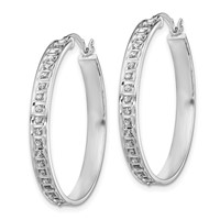 Diamond Fascination Diamond Mystique Sterling Silver Platinum-plated Diamond Round Hoop Earrings view 2