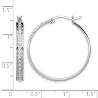 Diamond Fascination Diamond Mystique Sterling Silver Platinum-plated Diamond Round Hoop Earrings view 4