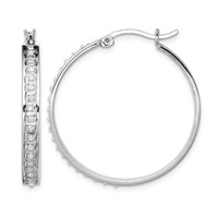 Diamond Fascination Diamond Mystique Sterling Silver Platinum-plated Diamond Round Hoop Earrings view 1