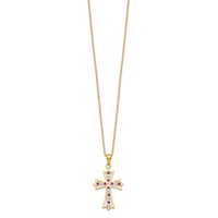 Diamond Fascination Diamond Mystique Sterling Silver 18K Gold-plated Diamond and Ruby Cross Necklace, 18" view 2