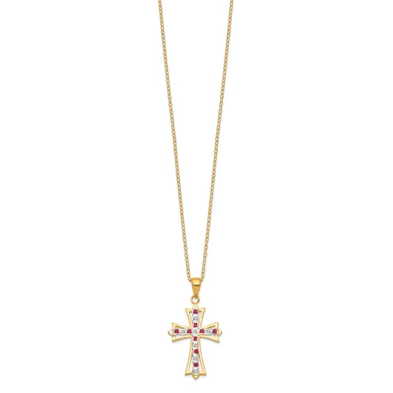 Diamond Mystique Silver Gemstone Cross Necklace