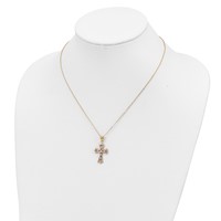 Diamond Fascination Diamond Mystique Sterling Silver 18K Gold-plated Diamond and Ruby Cross Necklace, 18" view 4