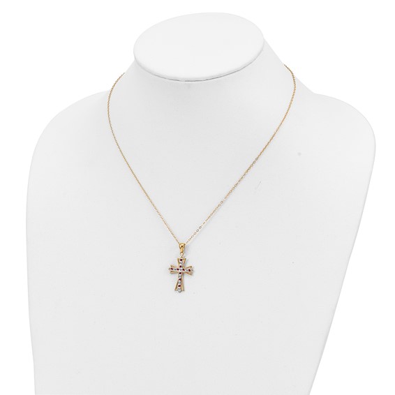 Diamond Mystique Silver Gemstone Cross Necklace