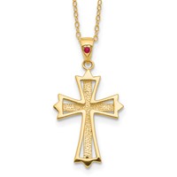 Diamond Fascination Diamond Mystique Sterling Silver 18K Gold-plated Diamond and Ruby Cross Necklace, 18" view 5