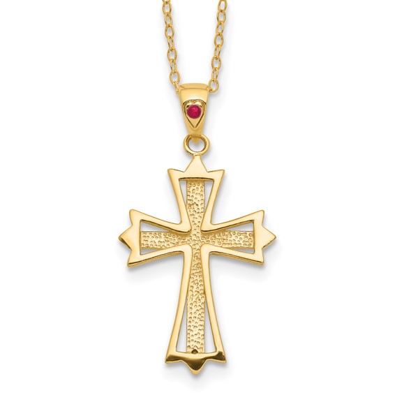 Diamond Mystique Silver Gemstone Cross Necklace
