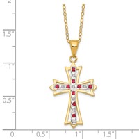 Diamond Fascination Diamond Mystique Sterling Silver 18K Gold-plated Diamond and Ruby Cross Necklace, 18" view 3