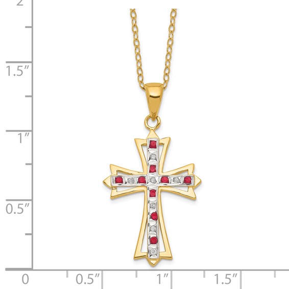 Diamond Mystique Silver Gemstone Cross Necklace