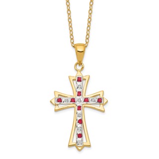 Diamond Mystique Silver Gemstone Cross Necklace