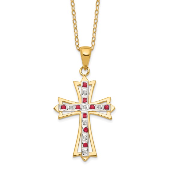 Diamond Mystique Silver Gemstone Cross Necklace
