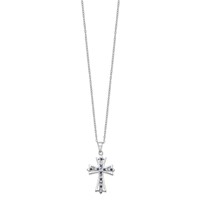 Diamond Fascination Diamond Mystique Sterling Silver Platinum-plated Diamond and Sapphire Cross Necklace, 18" view 2
