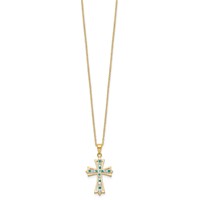 Diamond Fascination Diamond Mystique Sterling Silver 18K Gold-plated Diamond and Emerald Cross Necklace, 18" view 2