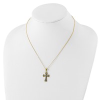 Diamond Fascination Diamond Mystique Sterling Silver 18K Gold-plated Diamond and Emerald Cross Necklace, 18" view 4