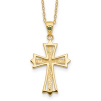 Diamond Fascination Diamond Mystique Sterling Silver 18K Gold-plated Diamond and Emerald Cross Necklace, 18" view 5