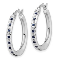 Diamond Fascination Diamond Mystique Sterling Silver Platinum-plated Diamond Sapphire Round Hoop Earrings view 2