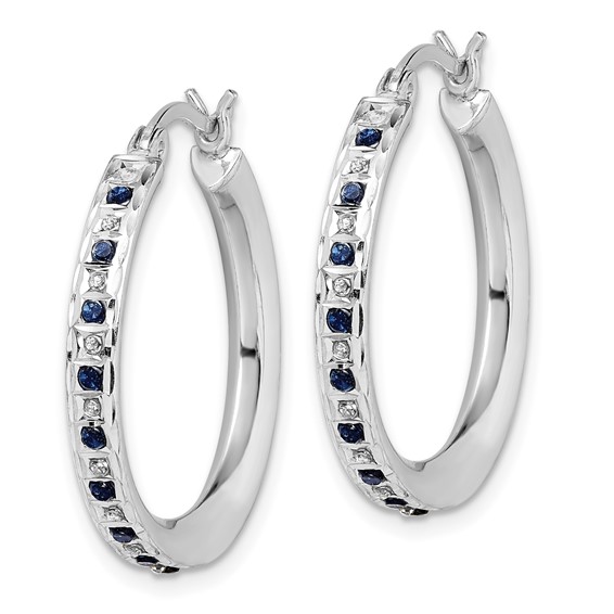 Diamond Mystique Silver Gemstone Hoop Earrings
