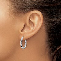 Diamond Fascination Diamond Mystique Sterling Silver Platinum-plated Diamond Sapphire Round Hoop Earrings view 3