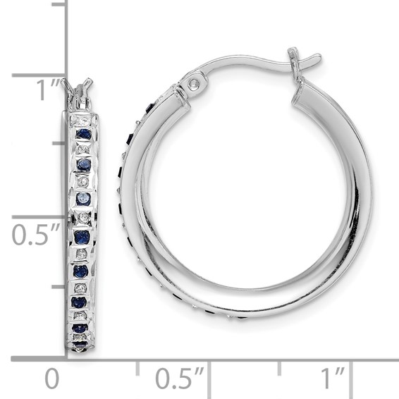 Diamond Mystique Silver Gemstone Hoop Earrings