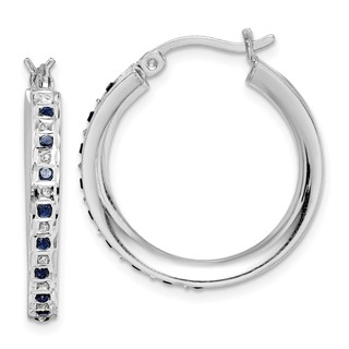 Diamond Mystique Silver Gemstone Hoop Earrings