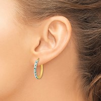 Diamond Fascination Diamond Mystique Sterling Silver 18K Gold-plated Diamond and Emerald Round Hoop Earrings view 3