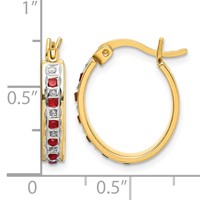 Diamond Fascination Diamond Mystique Sterling Silver 18K Gold-plated Diamond and Ruby Oval Hoop Earrings view 4