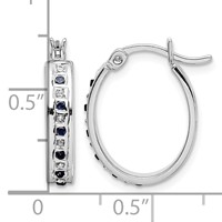 Diamond Fascination Diamond Mystique Sterling Silver Platinum-plated Diamond and Sapphire Oval Hoop Earring view 4