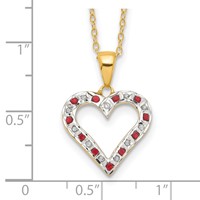 Diamond Fascination Diamond Mystique Sterling Silver 18K Gold-plated Diamond and Ruby Heart Necklace, 18" view 3