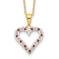 Diamond Fascination Diamond Mystique Sterling Silver 18K Gold-plated Diamond and Ruby Heart Necklace, 18" view 1