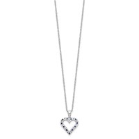 Diamond Fascination Diamond Mystique Sterling Silver Platinum-plated Diamond and Sapphire Heart Necklace, 18" view 2