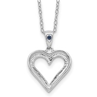 Diamond Fascination Diamond Mystique Sterling Silver Platinum-plated Diamond and Sapphire Heart Necklace, 18" view 5