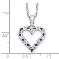 Diamond Fascination Diamond Mystique Sterling Silver Platinum-plated Diamond and Sapphire Heart Necklace, 18" view 3