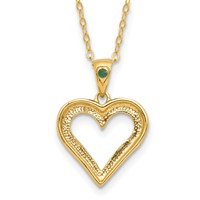 Diamond Fascination Diamond Mystique Sterling Silver 18K Gold-plated Diamond and Emerald Heart Necklace, 18" view 5