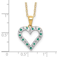 Diamond Fascination Diamond Mystique Sterling Silver 18K Gold-plated Diamond and Emerald Heart Necklace, 18" view 3
