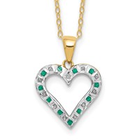 Diamond Fascination Diamond Mystique Sterling Silver 18K Gold-plated Diamond and Emerald Heart Necklace, 18" view 1