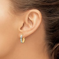 Diamond Fascination Diamond Mystique Sterling Silver 18K Gold-plated Diamond and Emerald Oval Hoop Earrings view 3