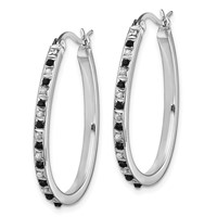 Diamond Fascination Diamond Mystique Sterling Silver Platinum-plated Diamond Black and White Diamond Hoop Earrings view 2