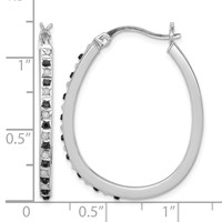 Diamond Fascination Diamond Mystique Sterling Silver Platinum-plated Diamond Black and White Diamond Hoop Earrings view 4