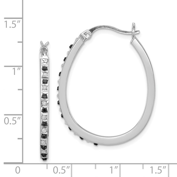 Diamond Fascination Diamond Mystique Sterling Silver Platinum-plated Diamond Black and White Diamond Hoop Earrings