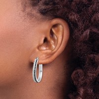 Diamond Fascination Diamond Mystique Sterling Silver Platinum-plated Diamond Black and White Diamond Hoop Earrings view 3